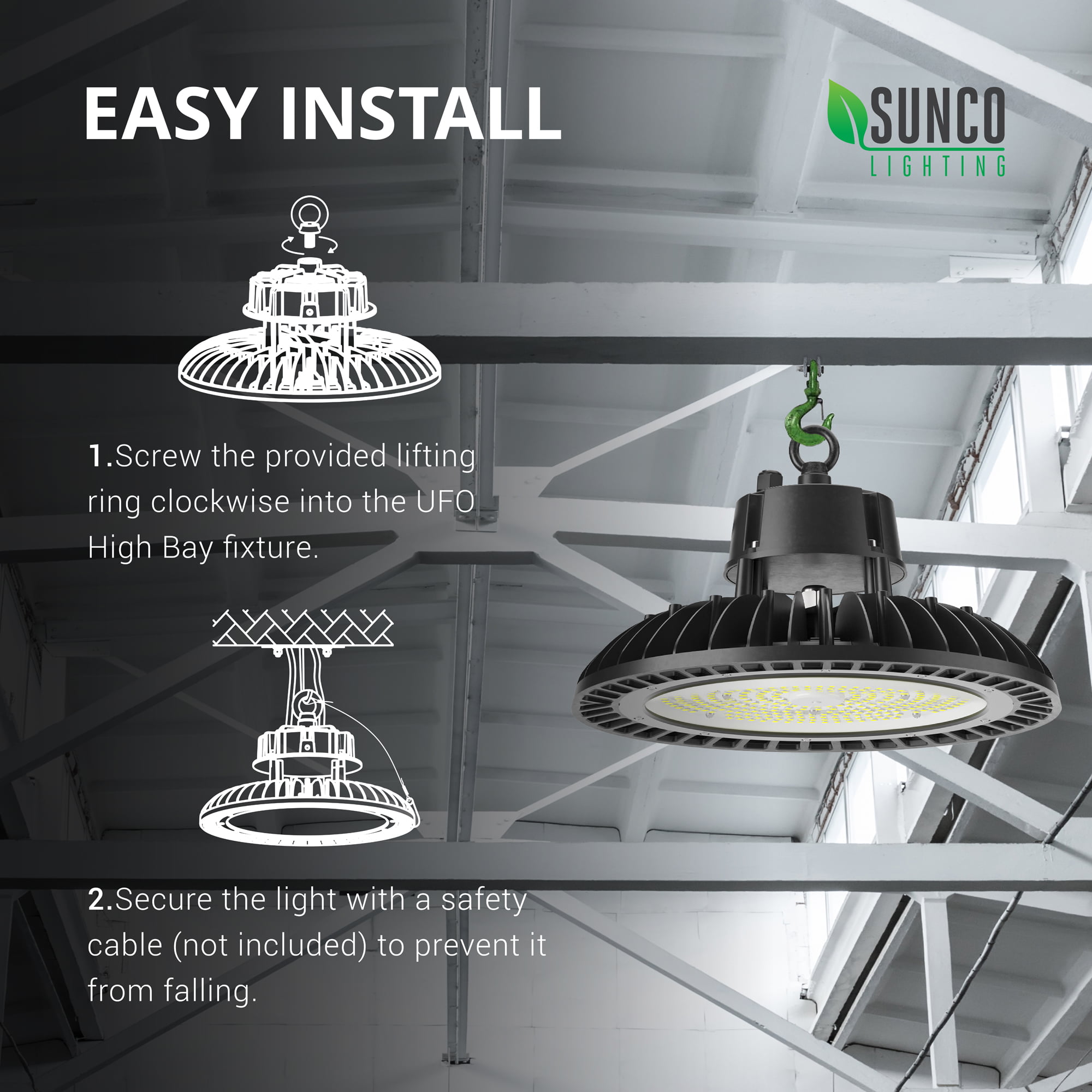 UFO High Bay 150W H7 LED Fixture, 22500 Lumens – Sunco Lighting