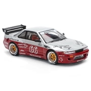 Nissan Pandem S13 RHD (Right Hand Drive) #66 Moontech Silver and Red Metallic 1/64 Die Cast Model Car by Pop Race