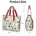 thumbnail image 3 of Tote Bag for Women - Beige Christmas Tree Pattern Shoulder Bag - Large Utility Work Duffle Bag with Zipper Handbag for Travel, Work, Sprots, 3 of 5