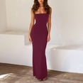thumbnail image 5 of Women's Square Neck Spaghetti Strap Maxi Dress Backless Cutout Bodycon Long Dress for Party Graduation Evening, 5 of 6