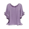 thumbnail image 2 of Purple Womens Tops Womens Plus Size Tops Tunic Short Sleeve Crew Neck Shirts Casual Soft Blouse 1XL 5XL Shirts for Women, 2 of 6