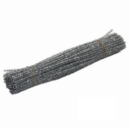 

Pgeraug Plush strip 100PC Chenille Stem Flash Color Pipe Cleaners Set for DIY Arts Crafts Decoration Office&Craft&Stationery Silver