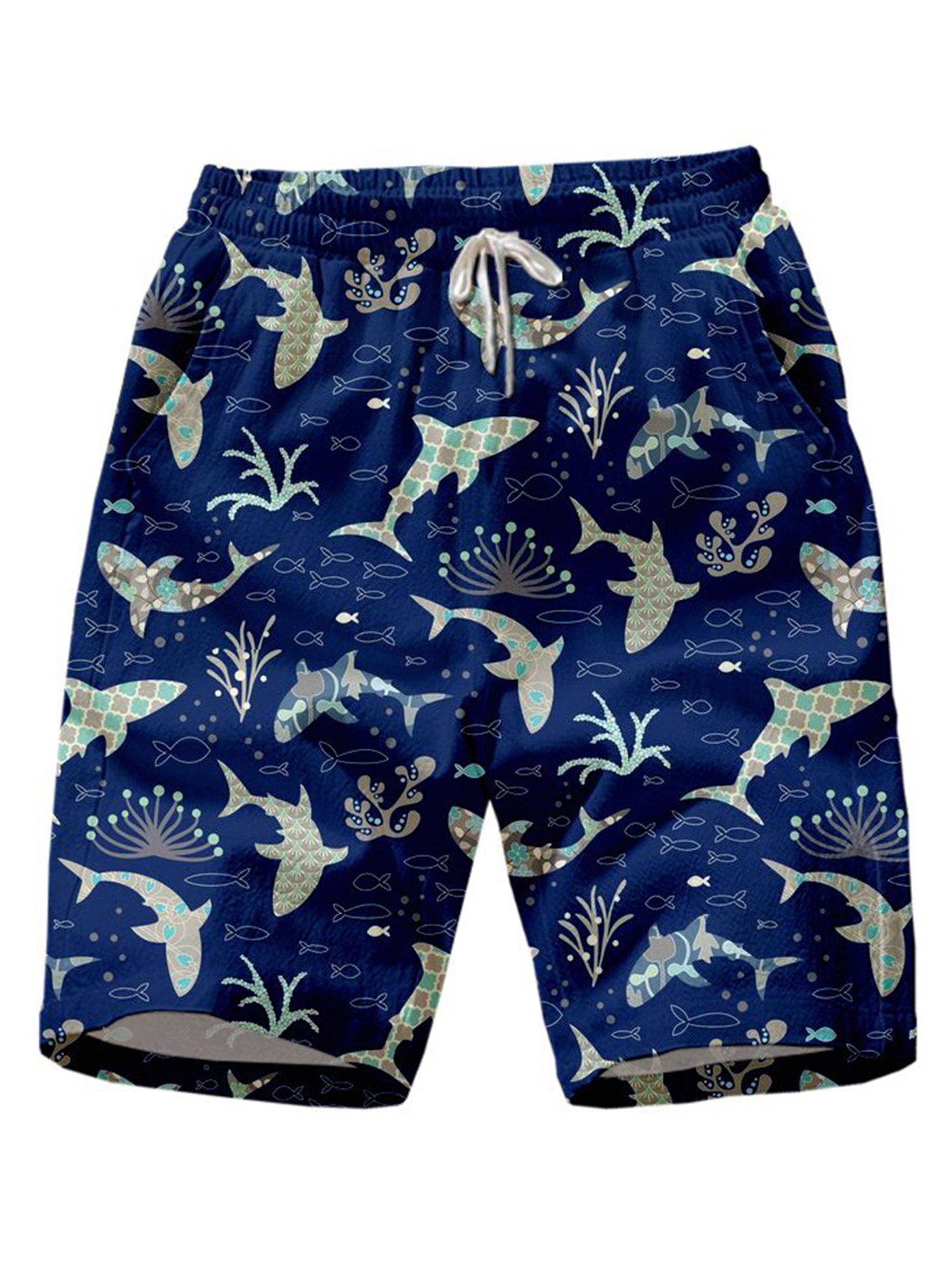 Avamo Mens Swim Shorts Casual Hawaiian Trunks with Pockets Fashion