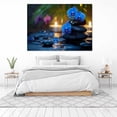 thumbnail image 3 of Mudket Blue Orchid with Zen Stones and Candles Canvas Wall Art, Floral Botanical Wall Decor, Framed Ready to Hang Artwork for Living Room Bedroom Bathroom Spa - 12"L x 8"W, 3 of 10