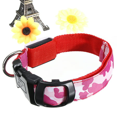 M Size Pet Dog Nylon Safety Collar Adjustable Leash Harness LED Light up Luminous Puppy Necklace Dog (Best Collar Or Harness To Stop Dog Pulling)