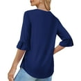 thumbnail image 4 of SHE IS Womens 3/4 Sleeve Tops, Women's Long Sleeve Shirts Button down Tops for Women Trendy Fall 3/4 Sleeves Blouses for Women Casual Plus Size Tunic Tops 3/4 Length Sleeve, 4 of 6