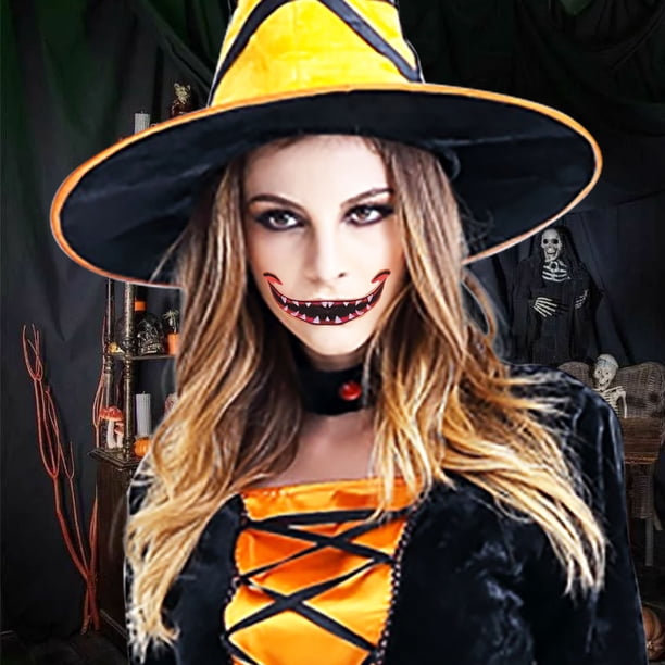 Pegatinas de tatuaje, tatuaje temporal para hombres, mujeres y adultos, pegatinas de Halloween para la boca, pegatinas de terror para labios, pegatinas de maquillaje, suministros para fiestas, pegatin