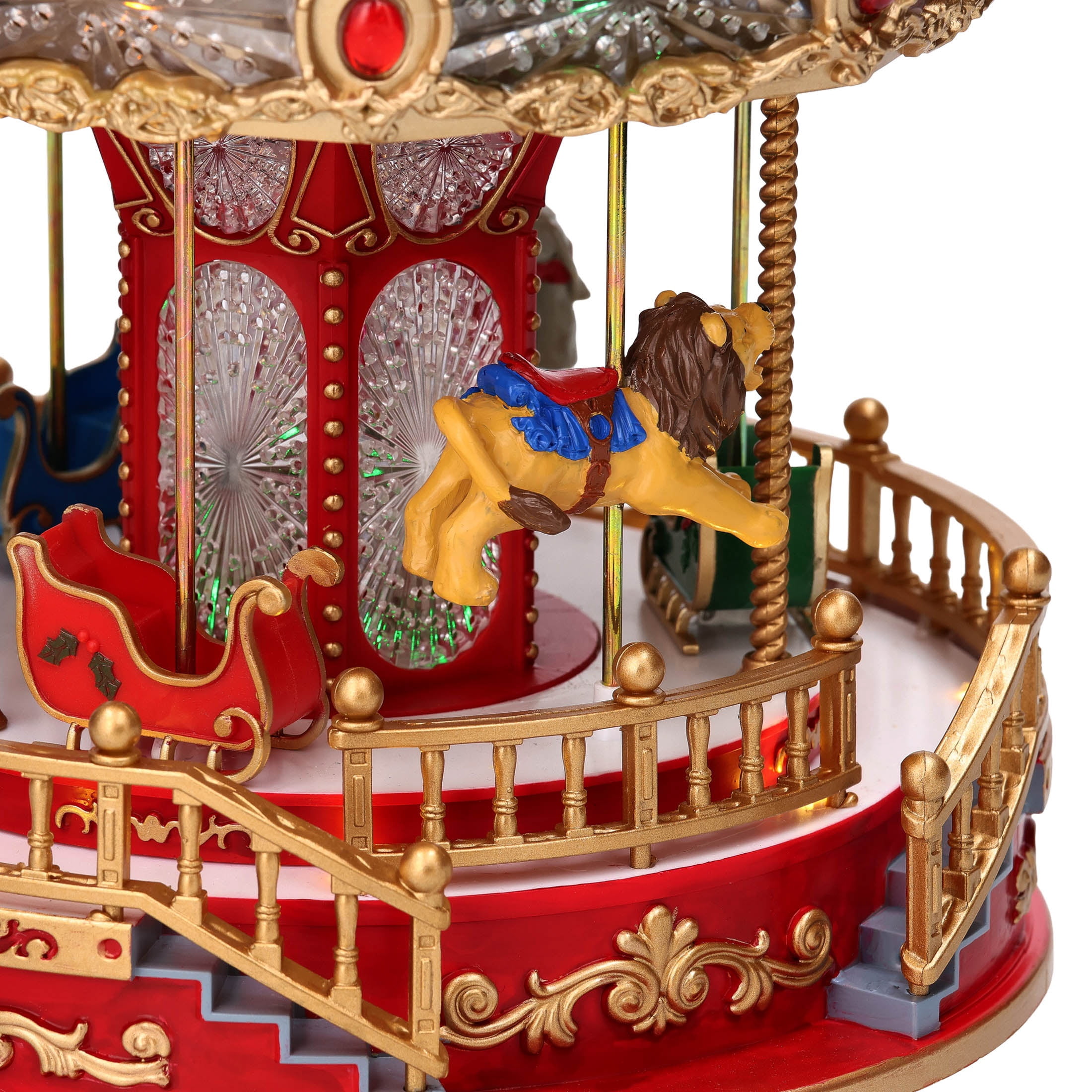 Light-Up and Musical Carousel Christmas Village Decoration, Multicolor, 12", by Holiday Time