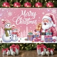 thumbnail image 3 of Pink Merry Christmas Banner Santa Claus Design Christmas Display Reindeer Pattern Christmas Tree Decor Santa Claus Backdrop for Christmas Party Holiday Celebration Indoor Decoration, 3 of 9