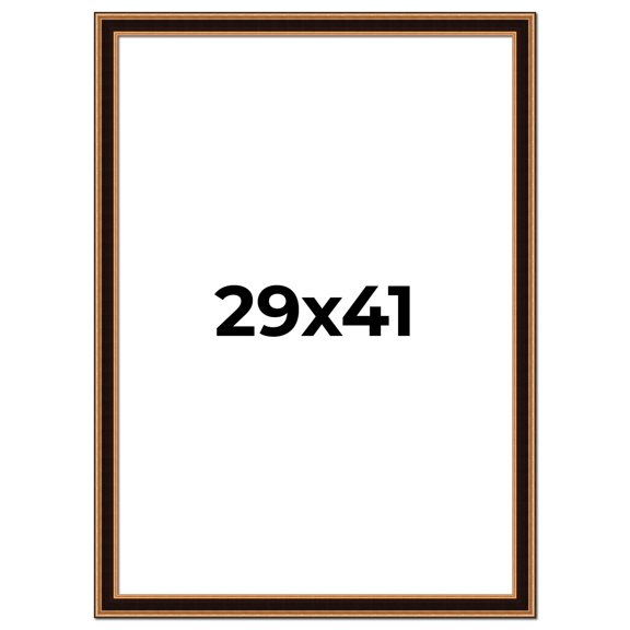 29x41 Frame Gold Brown Plein Air Vintage Solid Wood Picture Frame | 1.75 Inches Moulding Width |