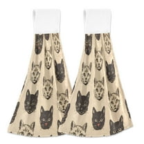 2 Bathroom Towels Kitchen Towels 18.2x14In Velcro Hand Wipes Dish Cloths & Dish Towels Washroom Towels Face Towel Hand Wipes Black Cat