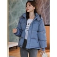 thumbnail image 4 of Women Puffer Jacket Winter Warm Coats Hooded Quilted Jackets with Removable Hood Blue L, 4 of 7