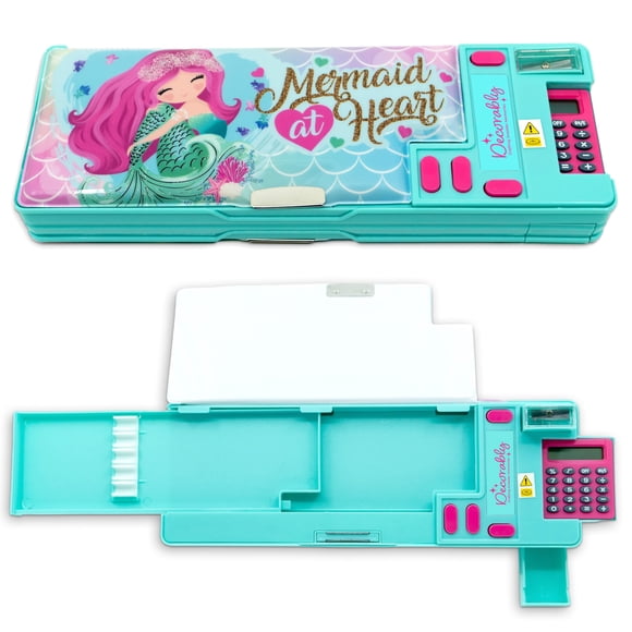 Estuche para lápices, con diseño decorativo, desplegable, multifunción, sirena