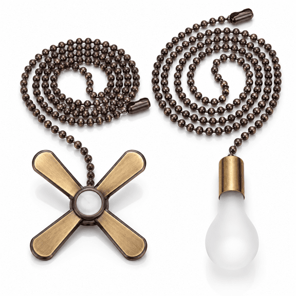 Ceiling Fan Pull Chain Beaded Ball Extension Chains with Light Bulb and Fan Cord,Brown