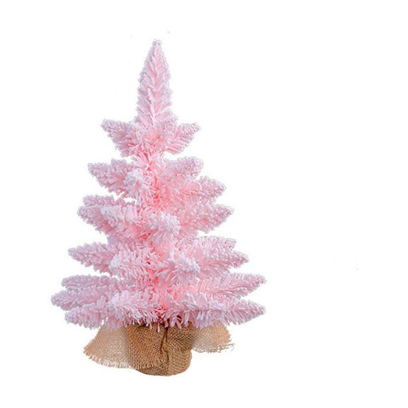Christmas Tree,Christmas Decorations Artificial Christmas Tree Pink Tabletop Christmas Tree 17.72inch Snow Flocked Mini Xmas Pine Tree for Christmas Indoor Outdoor Holiday Home Decoration