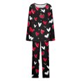 thumbnail image 7 of CZHJS Valentine's Day Long Sleeve Festival Party Holiday Loungewear Womens Pajamas for Women Set Plus Size Matching Outfits Pajama Wide Leg Pants and Scoop Neck Shirts Sets&nbsp; 2 Piece Pj Sets, 7 of 7