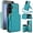 Green, variant on Compatible with Samsung Galaxy S23 FE 5G Wallet Phone Case Tempered Glass Screen Protector Wrist Crossbody Strap Stand Credit Card Holder RFID Slot Cell Cover for S 23 EF 23FE Women Girls Dark Purple