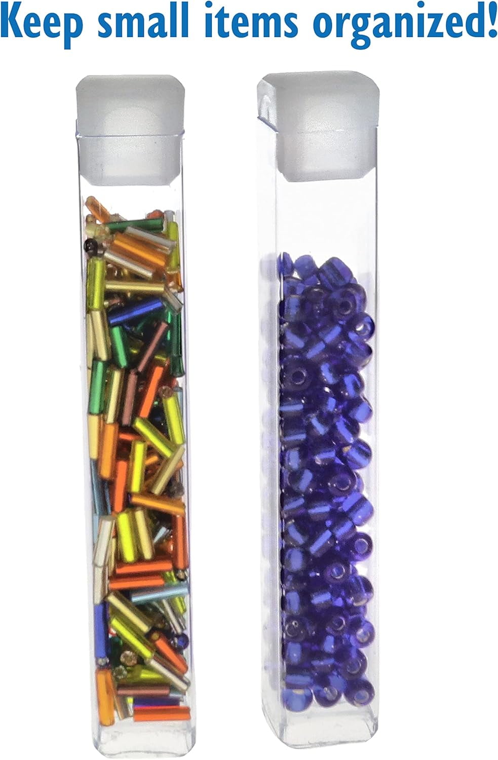 The Beadsmith Clear Plastic Tubes - 3 x .5 Inch Square Tubes - Flat Caps - Use for Beads, Bath Salts, Wedding & Party Favors, Home or Office Storage - Bag of 100