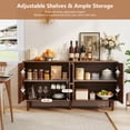 thumbnail image 6 of WIRRYTOR 59" Vintage Sideboard Cabinet with Floral Embossed Doors, 4 Doors Accent Storage Buffet Credenza TV Stand with Solid Wood Legs, Walnut, 6 of 10