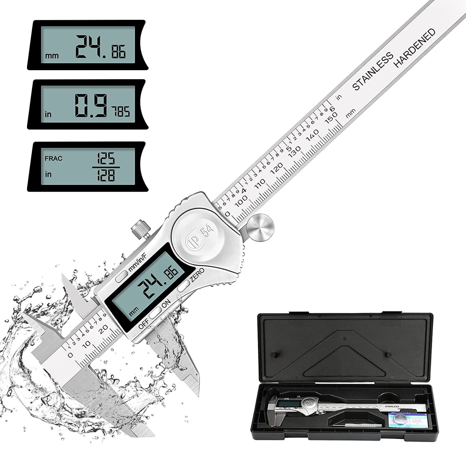 150mm stainless steel IP54 LCD Digital Vernier Caliper Micrometer Measuring Tool 