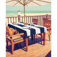 thumbnail image 2 of Outdoor Tablecloth with Umbrella Hole Rectangle 60x84inch, Nautical Stripe Navy Spillproof Fabric Outdoor Tablecloths, Blue White Picnic/Patio Zipper Table Covers, 2 of 6