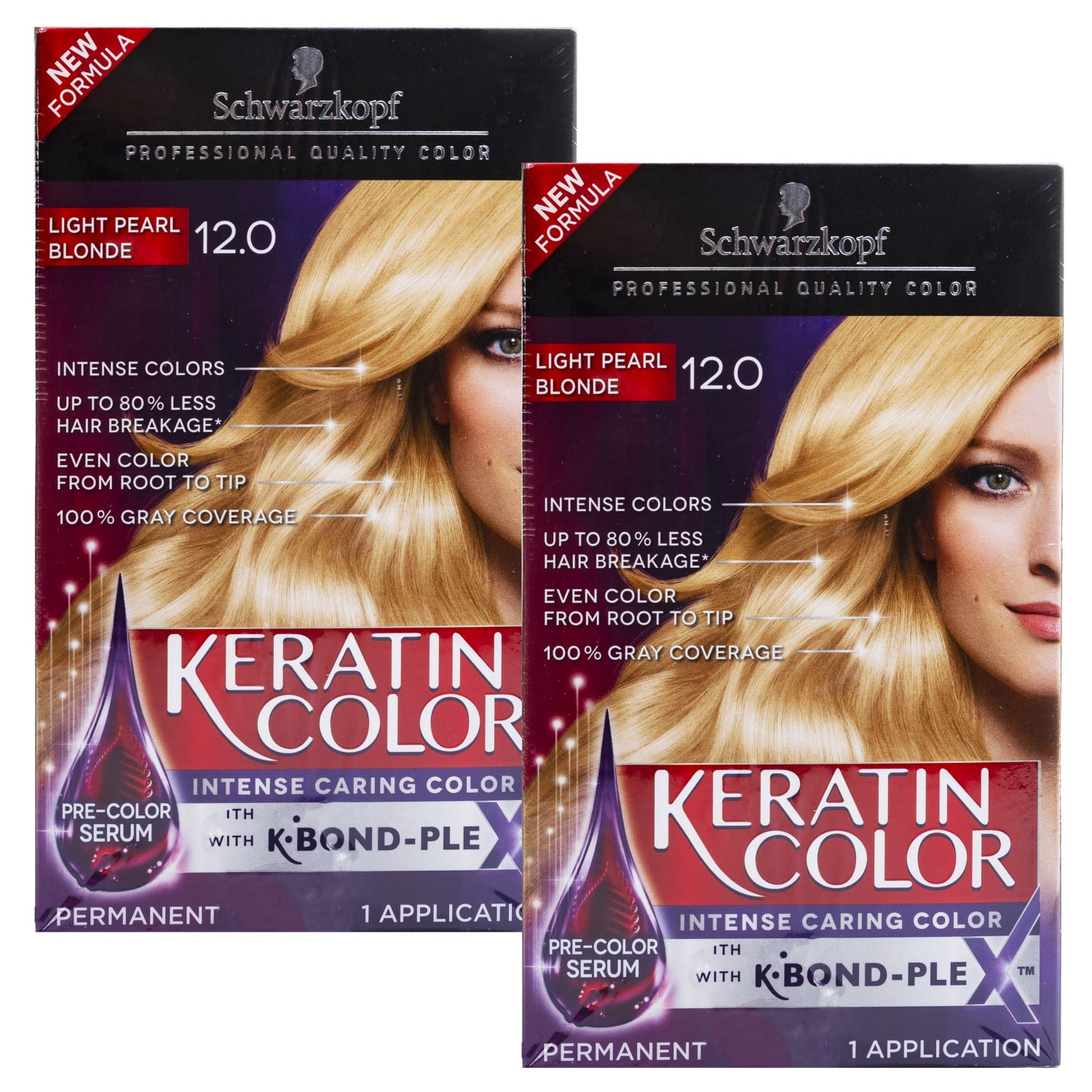 Schwarzkopf Keratin Color Intense Caring Color Hair Color Dye 2 Pack Light Pearl Blonde 12.0
