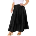 thumbnail image 4 of Agnes Orinda Women's Plus Size Swing Skirt Elastic High Waist Layered Flowy Casual Beach A Line Maxi Skirts 1X Black, 4 of 6