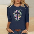 thumbnail image 3 of Blouses pour Femmes T-Shirt Imprimé Manches 3/4 Blouse Col Rond Décontracté, Blouses pour Femmes T-Shirts pour Femmes, Blouses pour Femmes Décontractées, 3 of 3