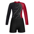 thumbnail image 4 of inhzoy Girls Long Sleeve Glitter Gymnastics Leotards with Shorts Outfits, 4 of 5