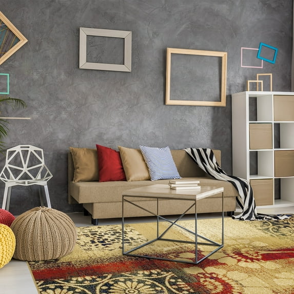 BNM Modern Patchwork Design Indoor Area Rug, 5' x 8', Multi-Color