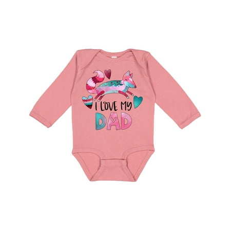 

Inktastic I Love My Dad Pink and Blue Fox with Hearts Gift Baby Boy or Baby Girl Long Sleeve Bodysuit