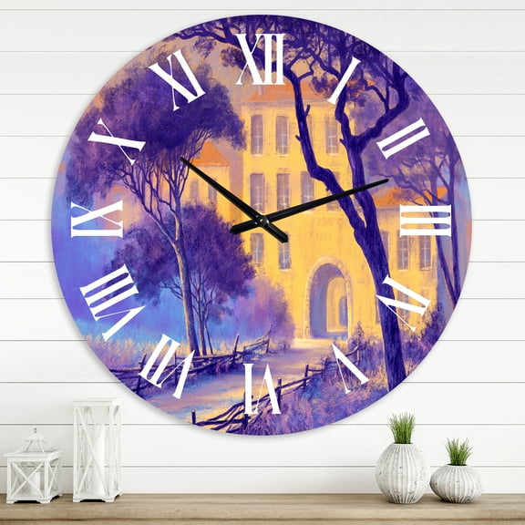 Designart 'Street Landscape On Footpath & Trees In A City' Traditional Wall Clock