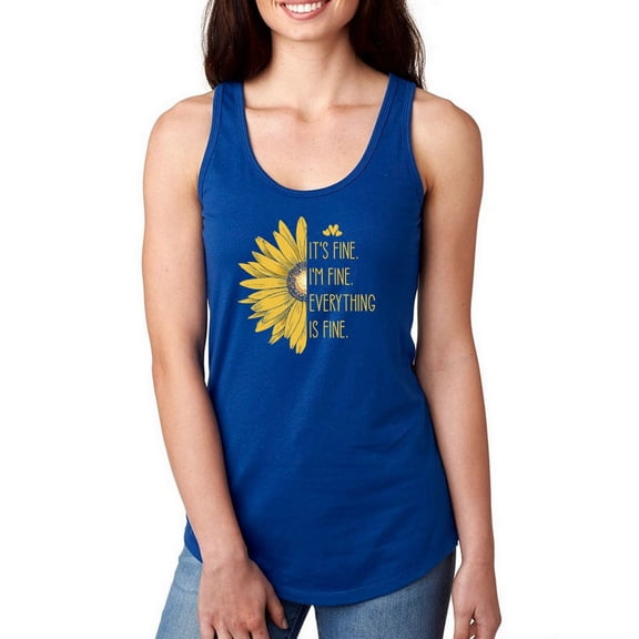 Everything Is Fine, Sunflower Racerback Tank Women -Smartprints Designs, Female Medium