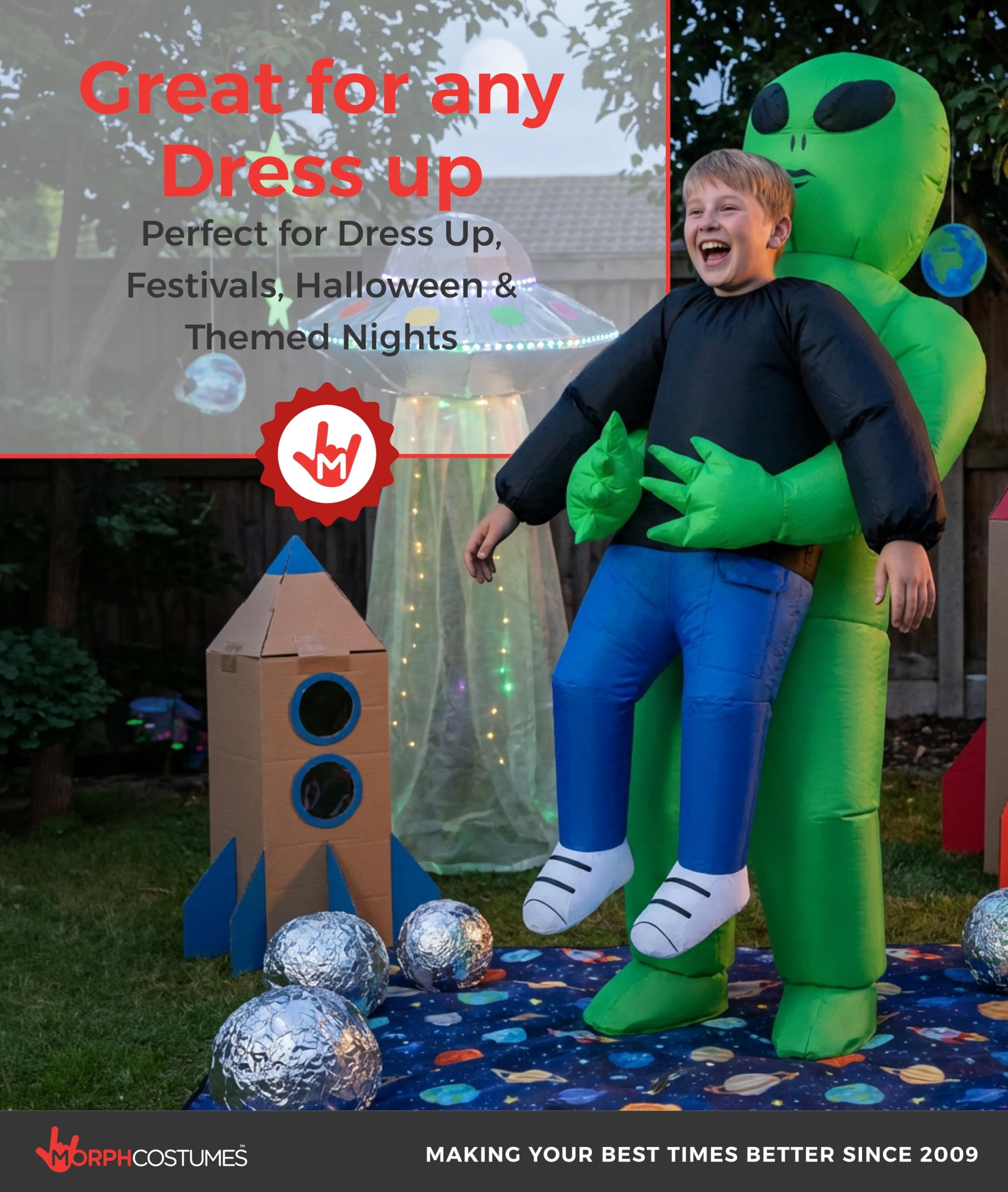 Morph Alien Pmu Inflatable Kids Halloween Costume for Boy Green One Size