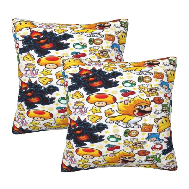 Fundas de almohada de Mario, paquete de 2 fundas de almohada para sofá cama, sala de estar, 18" x 18"