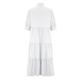 thumbnail image 4 of ZZwxWA Women's Summer Puff Sleeve Maxi Tiered Dress Casual A-Line Swing Long Shirt Dress Solid Color Womens Loose Casual Sundress, 4 of 5