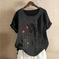 thumbnail image 2 of Birdeem Blouses pour Femmes Mode Imprimée Confortable Ample Manches Courtes Blouse Boutonnée Col Rond Décontracté, 2 of 12