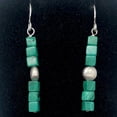 thumbnail image 2 of Exotic! Malachite Cube Beads Sterling Silver Earrings! | 1 7/8 inch Long |, 2 of 7
