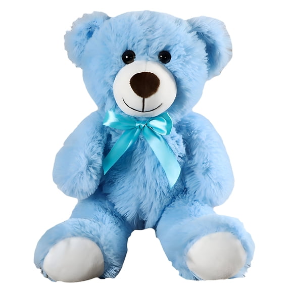 CYFW Teddy Bear Stuffed Plush Toy,Cute Stuffed Animal Doll with Satin Bow Tie Birthday Gift for Adults Children Blue 35cm