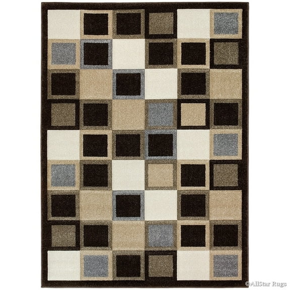 Allstar Rugs Allstar Woven Geometric Small Block Design Rug Chocolate 5' 2"x7' 1" 5' x 8'