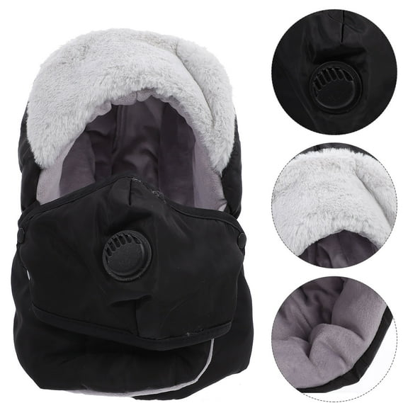 KONTONTY 1Set Outdoor Warm Hat Cotton Windproof Hat with Adjustable Chin Strap Design