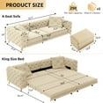 thumbnail image 4 of 97.7" 3-in-1 Convertible Sleeper Sofa,28.4" Deep Seat Pull Out Sofa Bed,Button Tufted Modern Sofa,4-Seater Couch with Movable Ottoman for Living Room,Small Space,Apartment,Office,Bedroom,Apricot, 4 of 25