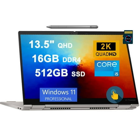 Lenovo ThinkPad X1 Titanium Yoga 13 2-in-1 Laptop | 13.5" QHD Multi-Touch 450nit 72% NTSC | Intel 4-core i5-1130G7 | 16GB DDR4 512GB SSD Fingerprint Backlit Thunderbolt Pen Win11Pro +32GB MicroSD Card