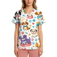 thumbnail image 4 of Kixjoy Scrubs for Women Oversized Short Sleeve V Neck Nurse Scrubs Animal Printed Stretchy Casual Shirts Medical Lightweight Womens Blouses with Pockets, Light Blue 4XL, 4 of 6