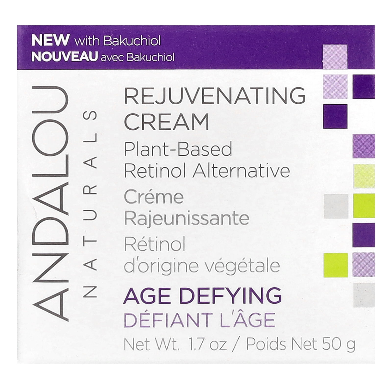 Andalou Naturals Rejuvenating Cream, Plant-Based Retinol Alternative, 1.7 oz (50 g)