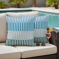 thumbnail image 4 of Colorful Stripe Outdoor Waterproof Pillow Covers, Modern Teal Blue Green Vertical Striped Decorative Square Throw Pillowcase Sofa Cushion Sham for Patio/Couch/Chair, 24"x24" 2 Pack, 4 of 8