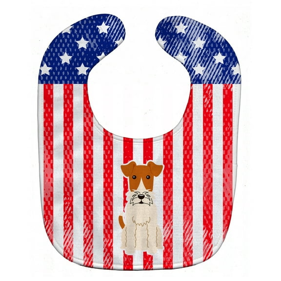 Carolines Treasures BB3096BIB Patriotic USA Wire Fox Terrier Baby Bib 10 x 13" multicolor