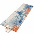 thumbnail image 2 of Ocean Octopus Washable Runner Rugs 2'x6', Summer Orange Blue Sea Animal Corals Retro Linen Low Pile Throw Entryway Rug Non-Slip Sturdy Edge Binding Carpet for Indoor Bedside Entrance Bedside, 2 of 9