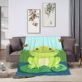 thumbnail image 6 of DouZhe Ultra-Soft Micro Fleece Lightweight Flannel Bed Blanket, Adorable Animal Green Frog Print Cozy Warm Throw Blankets, 50"x40", 6 of 7