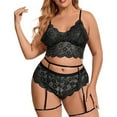 thumbnail image 2 of JSGEK Women's Floral Lace Corset Lingerie Set with Underwire and Adjustable Straps Black XXXL, 2 of 7